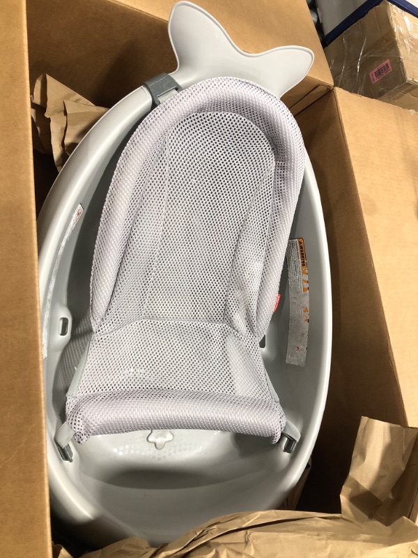 Photo 1 of **DIRTY** Skip Hop Baby Bath Tub, 3-Stage Smart Sling Tub, Moby, Grey Grey Tub