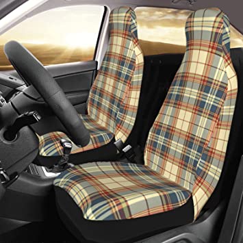 Photo 1 of 
Roll over image to zoom in
Beige Plaid Auto Seat Covers Front Car Seat Cover Protector Universal Dust Resistant Comfortable Nonslip Car Accessories Fit for Most Cars, Sedan, SUV, Van 2 Pcs