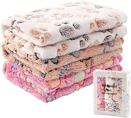 Photo 1 of 1 Pack 3 Blankets Super Soft Fluffy Premium Fleece Pet Blanket Flannel Throw for Dog Puppy Cat Paw Brown/Pink/White
