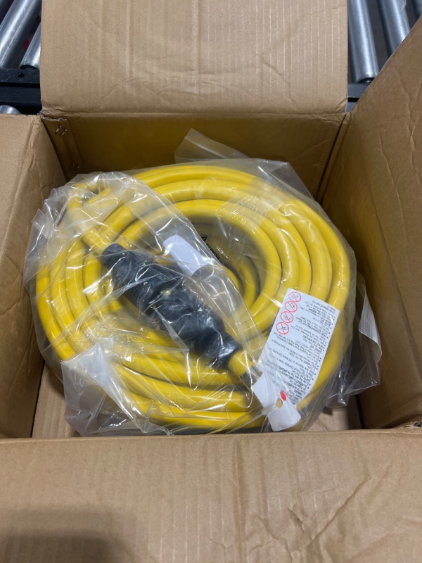 Photo 2 of Yodotek 75 FT Heavy Duty Generator Locking Power Cord NEMA L14-30P/L14-30R,4 Prong 10 Gauge SJTW Cable, 125/250V 30Amp 7500 Watts Yellow Generator Lock Extension Cord with UL Listed 75 FT yellow