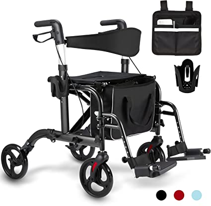 Photo 1 of 
Outspurge Rollator 2 in 1 Walker & Transport Chair,4 Wheel Rolling Wheelchair for Adults Seniors, Folding Medical Walker with Adjustable Handle and...