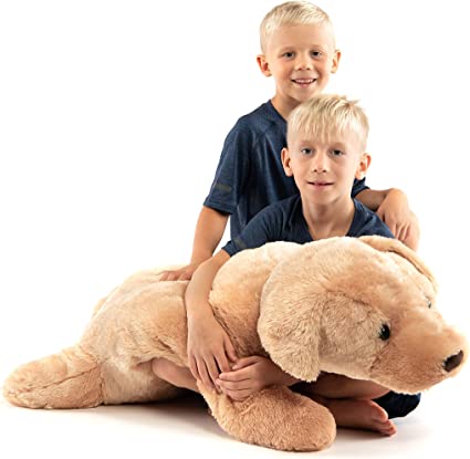 Photo 1 of Extra Large Stuffed Dog Hugging Toy-Giant Sleeping Plush Body Pillow for Kids, Adults-Ideal for Bedroom Bed, Valentine’s Day Gift- 35 by 15 Inches Big, Brown, Fluffy and Soft-for Boys, Girls