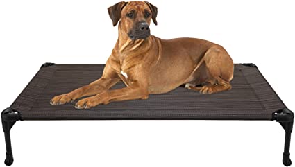 Photo 1 of Veehoo Cooling Elevated Dog Bed, Portable Raised Pet Cot with Washable & Breathable Mesh, No-Slip Rubber Feet for Indoor & Outdoor Use, Medium, Silver Gray