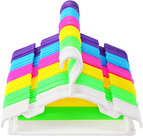 Photo 1 of 60 Pieces Baby Hangers No Slip Kids Hangers Children's Clothes Hangers Plastic Toddler Hangers for Closet Laundry Nursery (Colorful)
