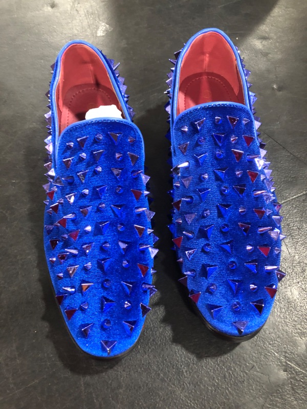 Photo 2 of  Men's Vintage Spike Dress Loafers Slip On Fashion Shoes Classic Tuxedo Dress Shoes 
SIZE 9.5 Royal Blue Solid