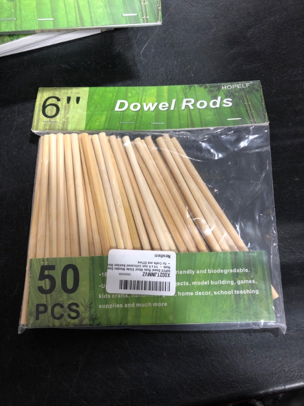 Photo 2 of 50PCS Dowel Rods Wood Sticks Wooden Dowel Rods - 1/4 x 6 Inch Unfinished Bamboo Sticks - for Crafts and DIYers
