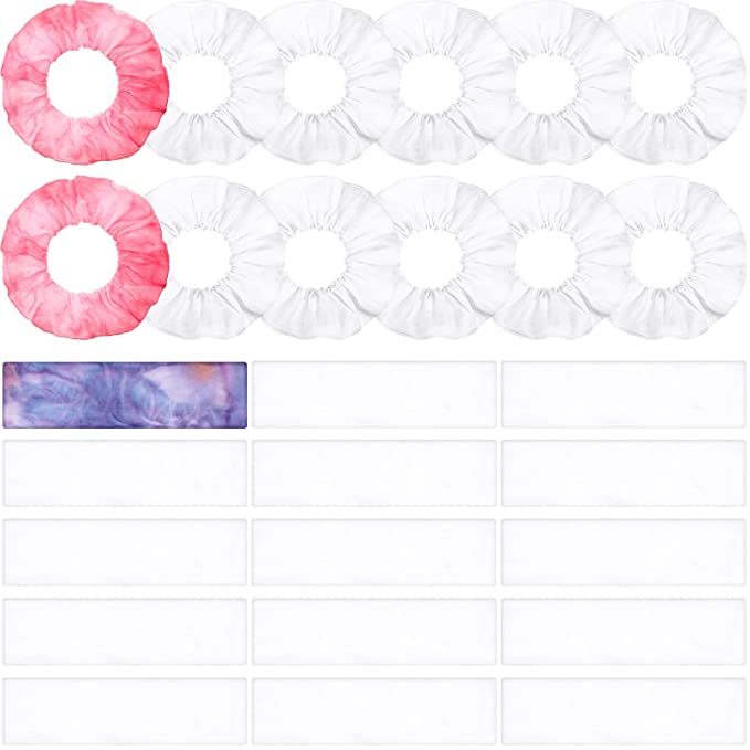 Photo 1 of 120 Pieces White Scrunchies and Hairbands for Tie Dye, 60 Elastic White Headbands for Women 60 Elastic DIY Plain Cotton Scrunchies Traceless Hair Tie Ponytail Holder for Women Girls Hair Accessories
