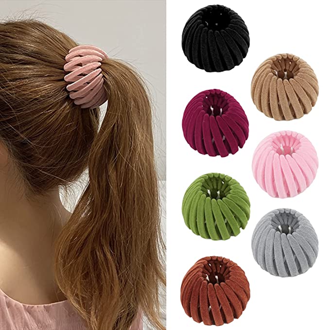 Photo 1 of 7Pcs Birds Nest Hair Clips, Lazy Bird's Nest Plate Hairpin, Bun Maker Clips, Expandable Ponytail Holder Hair Pin, Velvet Bird Nest Shaped Hair Clips, Fashion Hair Accessories for Women and Girls
