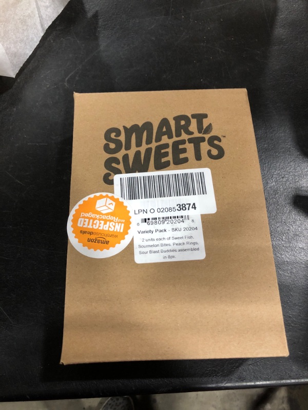 Photo 2 of (Pack of 8) SmartSweets Variety Pack Candy with Low Sugar Low Calorie Snacks Plant-Based: Sweet Fish Sourmelon Bites Peach Rings Sour Blast Budd
