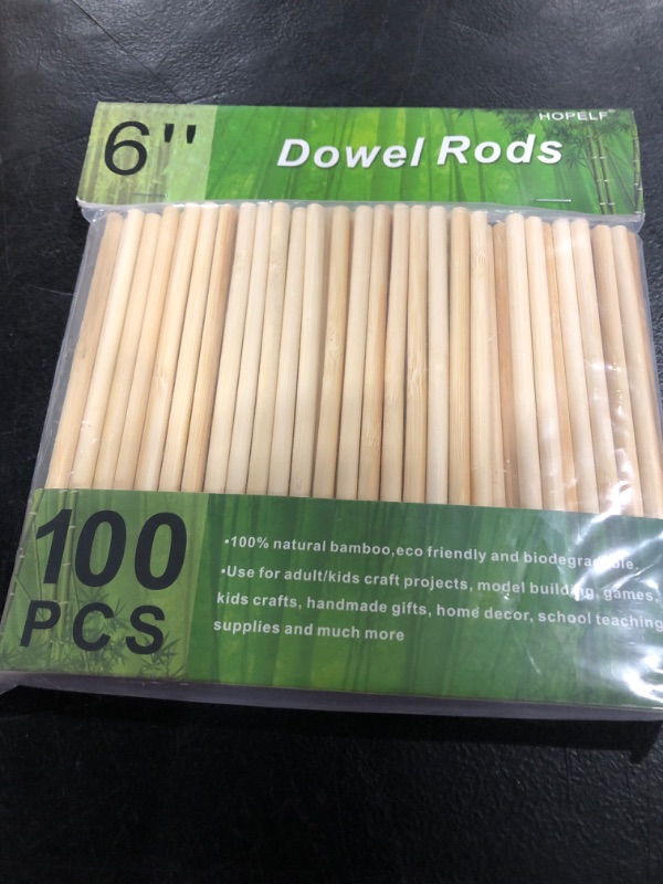 Photo 2 of 100PCS Dowel Rods Wood Sticks Wooden Dowel Rods - 1/4 x 6 Inch Unfinished Bamboo Sticks - for Crafts and DIYers