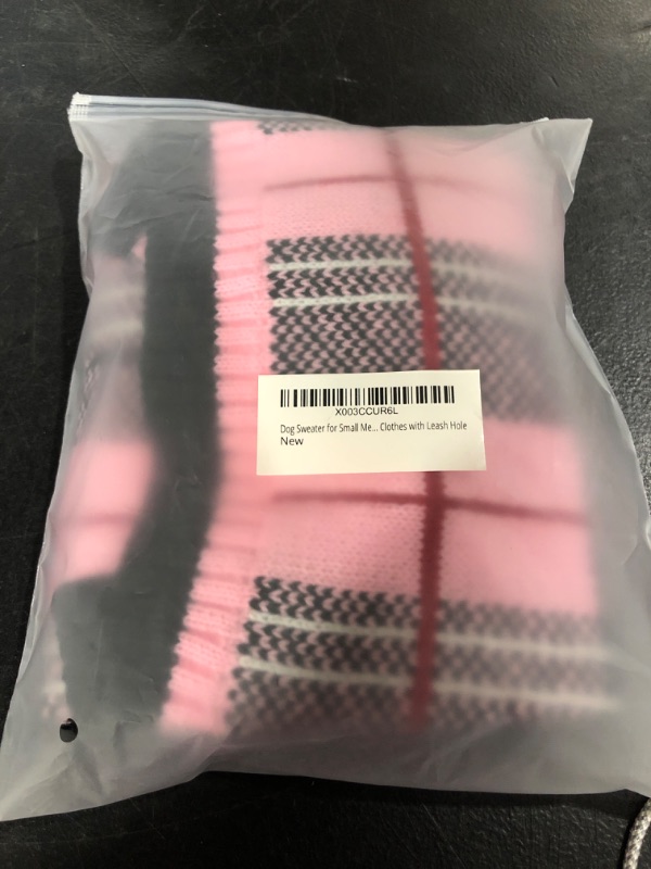 Photo 2 of Dog Sweater for Medium  Dog - Pink Plaid Christmas Winter Dog Sweater Vest for Cold Weather - Knitted Turtleneck Warm Pullover Dog Clothes with Leash Hole 
SIZE M
