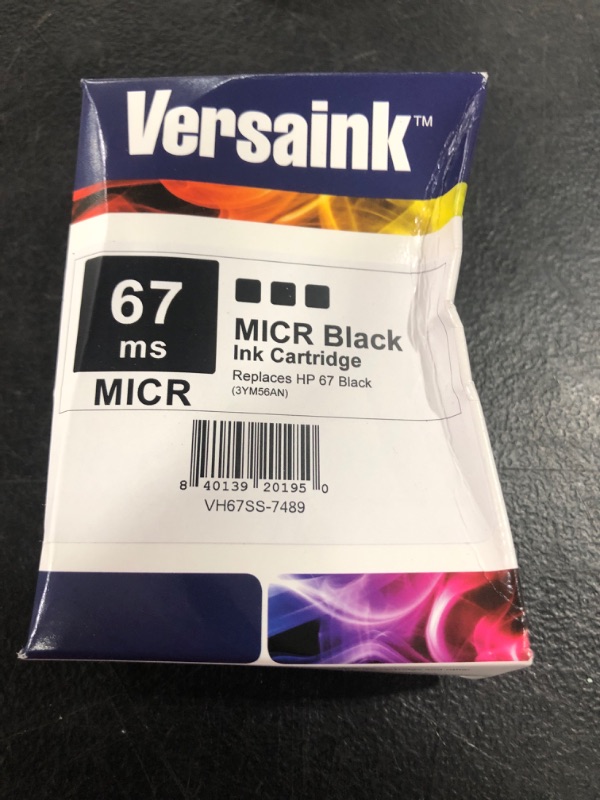 Photo 2 of VersaInk-Nano HP 67 MS MICR Black Ink Cartridge for Check Printing