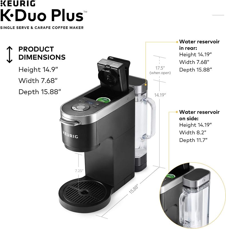 Photo 1 of Keurig K-Duo Plus Coffee Maker, Single Serve and 12-Cup Carafe Drip Coffee Brewer, Compatible with K-Cup Pods and Ground Coffee, Black