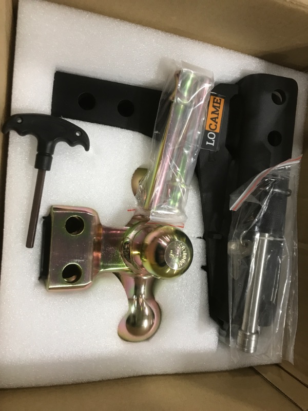 Photo 1 of LOCAME Adjustable Trailer Hitch, Tri-Ball (1-7/8" , 2", 2-5/16"), Fits 2-Inch Receiver, 6 Inch Drop/Rise Cushion Drop Hitch ,15000 LBS GTW--Tow Hitch for Heavy Duty Truck, Solid Ball Mount, LC0020 6 Inch Drop Hitch