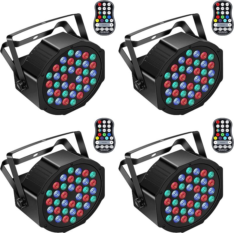 Photo 1 of Rechargeable Par Lights 36W RGB Battery Powered, Wireless LED Par Lights DJ Uplights Sound Activated Remote Control for Wedding Events Club Party Church Stage Lighting
