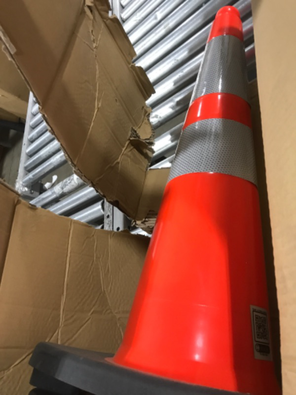 Photo 2 of (8 Cones) BESEA 28” inch Orange PVC Traffic Cones, Black Base Construction Road Parking Cone Structurally Stable Wearproof (28" Height) 01_28"(8 Cones)