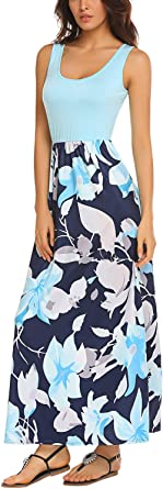 Photo 1 of Bluetime Women's Summer Boho Sleeveless Floral Print Tank Long Maxi Dress SIZE 2XL