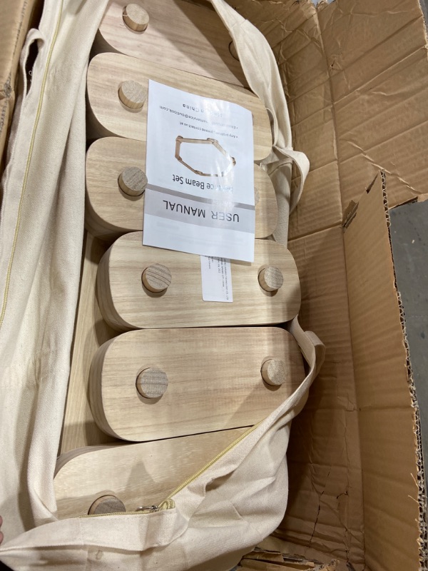 Photo 1 of Autirinee Balance Beam Stepping Stones, Wooden Balance Board, Montessori Toy - Build Coordination and Gross Motor Skills, Gymnastics Obstacle Course Indoor&Outdoor, Toddler Gift 6pcs,Natural Color