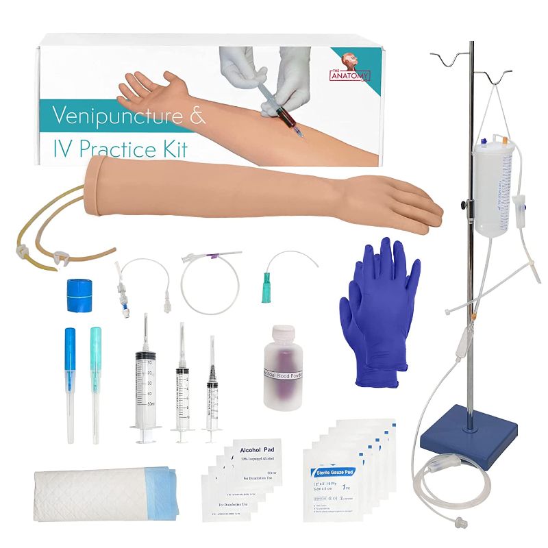 Photo 1 of Anatomy Lab Premium IV and Venipuncture Training Kit, Practice Arm for Venipuncture Skills, Phlebotomy Practice, Clinical Nursing Training, 25+ Piece Kit, Durable & Realistic with 1 Year Warranty
