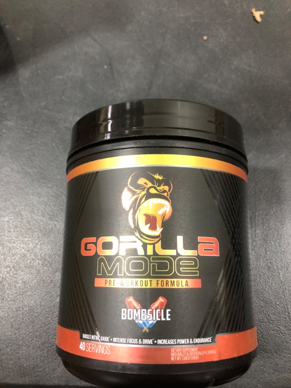 Photo 2 of Gorilla Mode Pre Workout - Massive Pumps · Laser Focus · Energy · Power - L-Citrulline, Creatine, GlycerPump™, L-Tyrosine, Agmatine, Kanna, N-Phenethyl Dimethylamine Citrate - 574 Grams (Bombsicle)