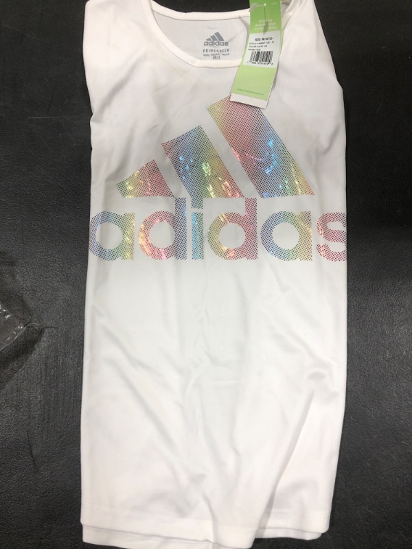 Photo 2 of Adidas Big Girls Short Sleeve Aeroready Rainbow Logo Foil T-shirt, Extended Sizes
