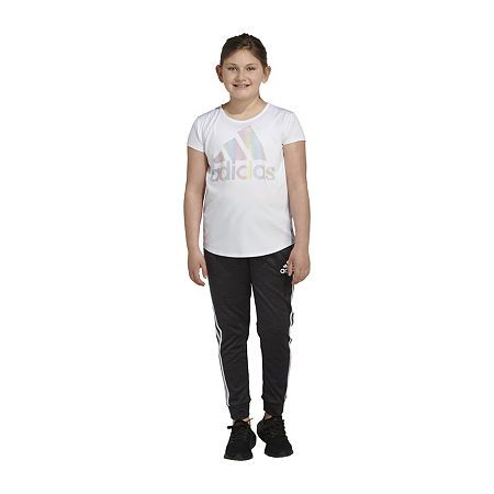 Photo 1 of Adidas Big Girls Short Sleeve Aeroready Rainbow Logo Foil T-shirt, Extended Sizes
