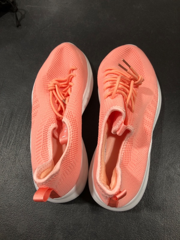 Photo 2 of (PINK) Womens Walking Running Shoes - Slip On Tennis Shoes Casual Lightweight Breathable Sneakers for Run Work 8.5