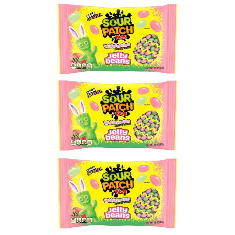 Photo 1 of (UNKNOWN EXPIRATION DATE) Generic Sour Patch Kids Watermelon Jelly Beans Easter Candy - 13 oz Per Bag - Bulk Watermelon Sour Patch Kids Jelly Beans - (3 Pack) 13 Ounce (Pack of 3)