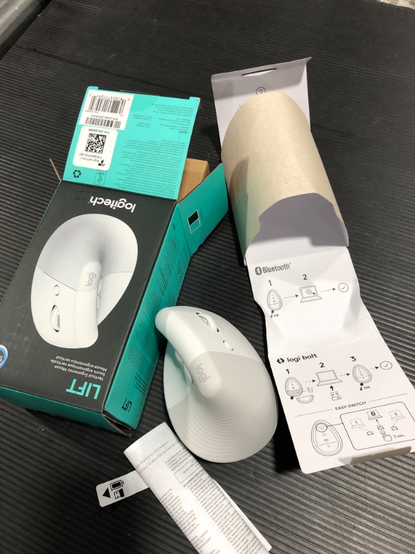 Photo 1 of Logitech Lift Vertical Ergonomic Mouse, Wireless, Bluetooth or Logi Bolt USB receiver, Quiet clicks, 4 buttons, compatible with Windows/macOS/iPadOS, Laptop, PC - Off White Right-Handed Mouse WHITE