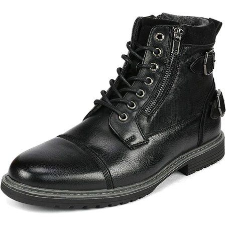 Photo 1 of Bruno Marc Men S Fashion Comfort Combat Motorcycle Boots Oxford Dress Boot Lace up Shoes Size Us Philly_10 Black Size 8
