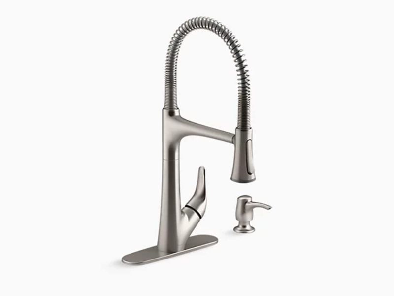 Photo 1 of KOHLER Lilyfield Pro Single-Handle Semi-Professional Kitchen Sink Faucet, Vibrant Stainless