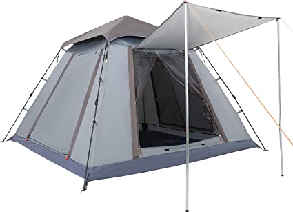 Photo 1 of Ubon 4 Person Lightweight Camping Tent Easy Setup Large Cabin Tent Waterproof and Sun Protect Instant Tent with Sun Shade for Outdoor Hiking Four Large Mesh Windows for Optimized Ventilation
