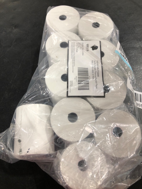 Photo 2 of (10) Gorilla Supply 3 1/8 x 230 Thermal Paper Receipt Roll Clover Station Solo Duo TM-T88 T20 T90 Bixolon SRP-350 370, 3.125 x 230 ft Cash Register Paper, BPA Free, 10 Rolls 3 1/8" x 230' (Pack of 10)
