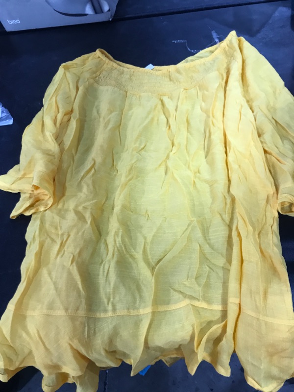 Photo 1 of  Women Fashion Half Sleeves Oversized T Shirt Solid Casual Loose Basic Tops X-Large Yellow