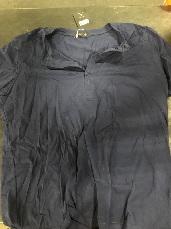 Photo 2 of YTD Mens Casual Slim Fit Basic Henley Long Sleeve Fashion T-Shirt X-Large Navy