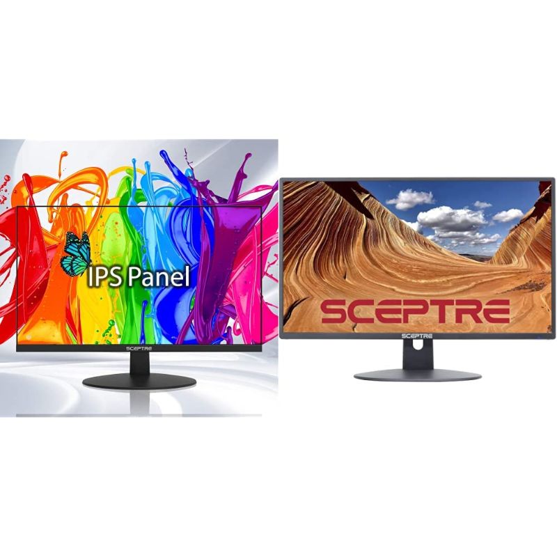 Photo 1 of Sceptre IPS 24-Inch Business Computer Monitor 1080p 75Hz, Machine Black (E248W-FPT) & 24" Professional Thin 75Hz 1080p LED Monitor 2X HDMI VGA Build-in Speakers, Machine Black (E248W-19203R Series) IPS 24" 75Hz Monitor + Monitor