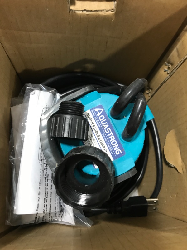 Photo 2 of Aquastrong 1/2HP Sump Pump 2411GPH Submersible Clean/Dirty Water Pump with Float Switch, Draining Flooded Basement, Pool, Hot Tub, Pond, Garden Irrigation, 19ft Cord 1/2 HP