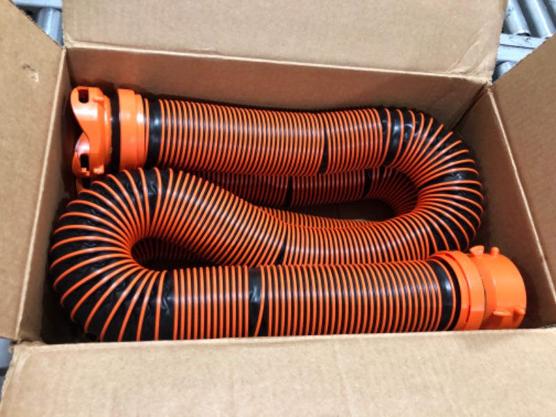 Photo 3 of Camco RhinoEXTREME 20ft RV Sewer Hose Kit, Includes Swivel Fitting and Translucent Elbow with 4-In-1 Dump Station Fitting, Crush Resistant, Storage Caps Included - 39867