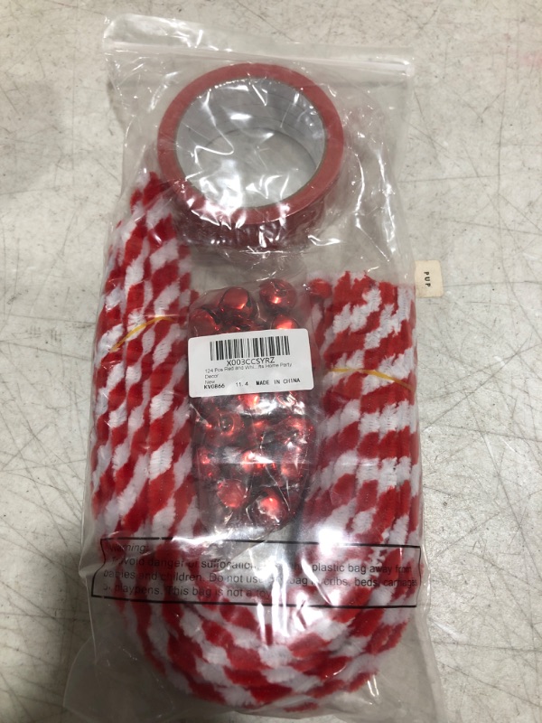 Photo 2 of 124 Pcs Red and White Christmas Tree Decoration Bulk, Christmas Striped Tree Picks Tree Topper Christmas Bells Curly Pick Candy Cane Picks for Christmas Tree Crafts DIY Gifts Home Party Decor