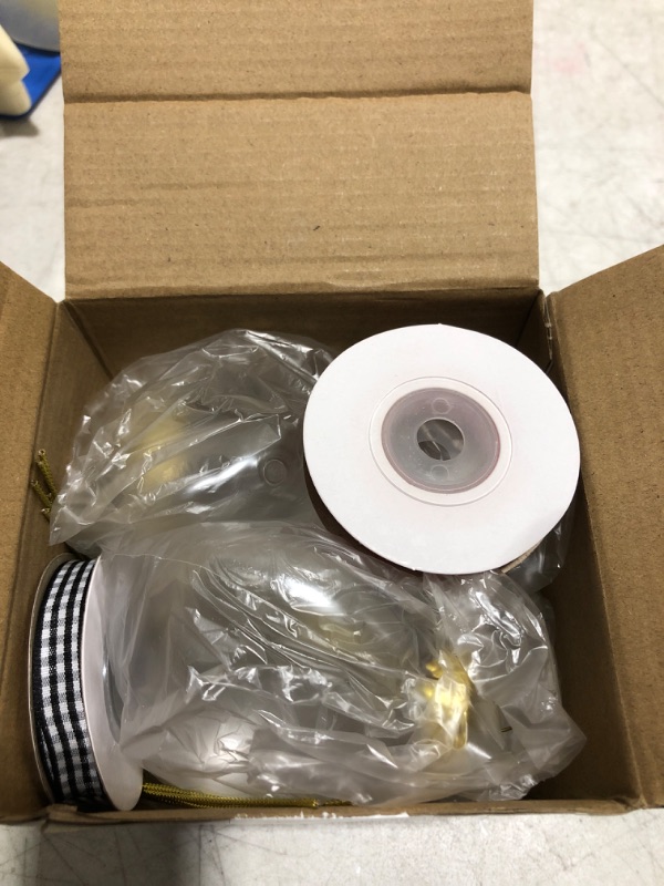 Photo 1 of 3.15 Inch Clear Christmas Plastic Ornament Ball and 20 Yards Gingham Ribbon Clear Fillable Light Bulb Ornament with Removable Cap Christmas Hanging Ornaments for DIY Crafts (Gold,8 Pieces) Gold 8