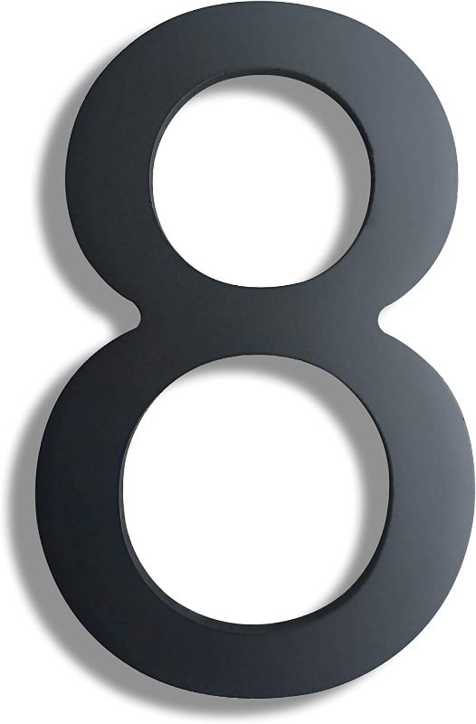 Photo 1 of 8 Inch Black Modern Metal House Numbers Floating Large Address House Number Stainless Steel Outside House Number 8