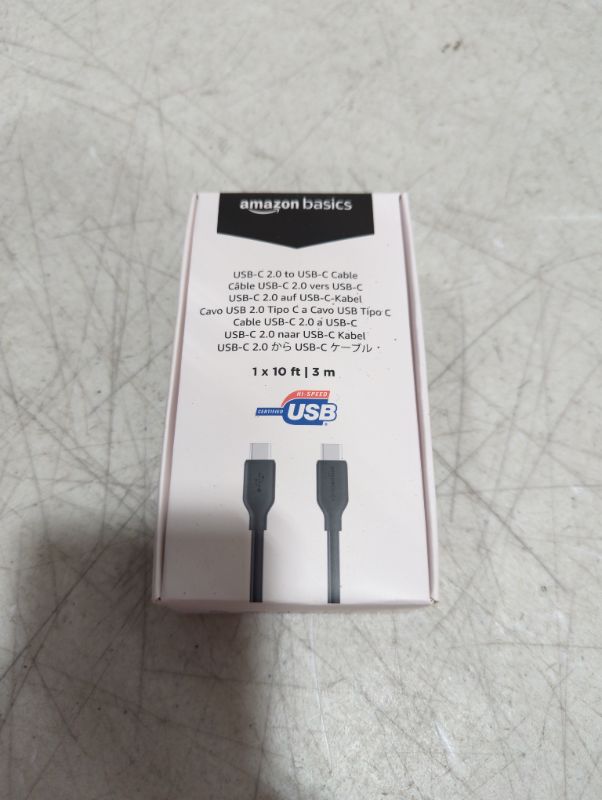 Photo 1 of Amazon Basics Fast Charging USB-C to USB-C2.0 Cable (USB-IF Certified), 60W - 10-Foot, Black, Laptop 1-Pack Black 10-Foot