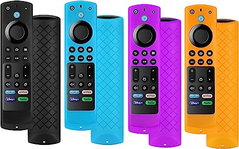 Photo 1 of 4 Pack Cover for FireTV 4-Series/FireTV Omni Series/Toshiba FireTV/Insignia FireTV Edition Remote Control for AlexaVoice Remote Silicone Remote Case Cover Skin Sleeve - Black Blue Orange Purple
