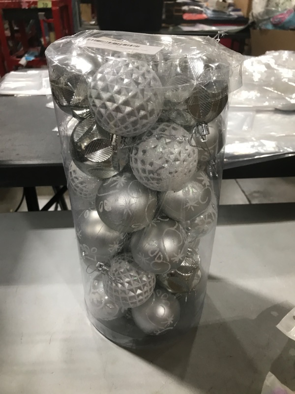 Photo 2 of 30ct 2.36" Christmas Ball Ornaments, Christmas Tree Decoration, Plastic Shatterproof Hanging Ball, Fits for Party, Holiday and Home Decor, Silver
