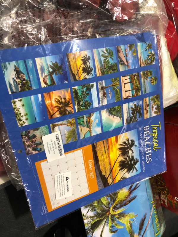 Photo 2 of Calendar 2023-2024 - Wall Calendar 2023-2024, 18-Month Wall Calendar 2023, Jan. 2023 -Jun. 2024, 12" x 24" (Open), Unruled Blocks with Thick Paper - Coconut Tree Sky Blue