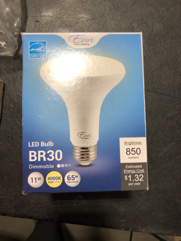 Photo 1 of 65-Watt Equivalent BR30 Energy Star and Dimmable LED Light Bulb in Bright White 4000K 