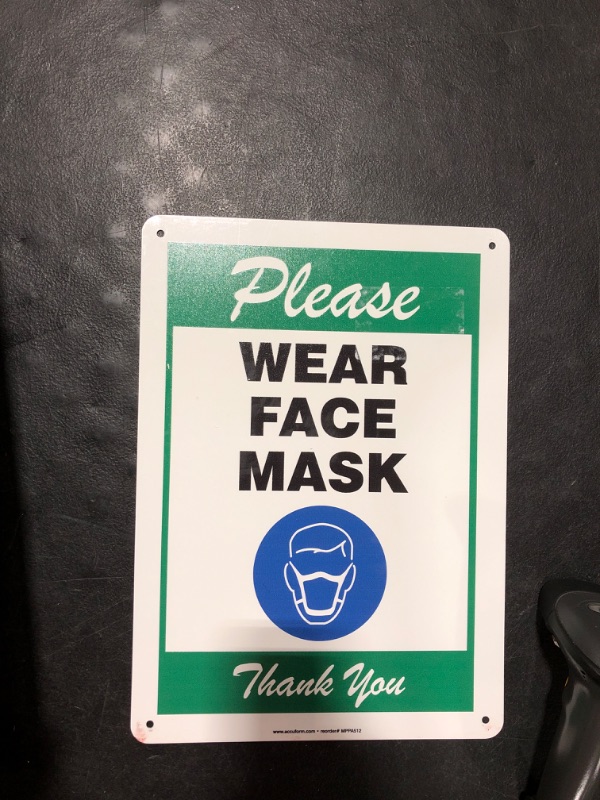 Photo 1 of "PLEASE WEAR FACE MASK" SIGN- METAL