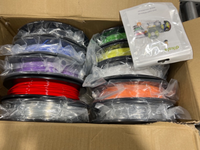 Photo 2 of PETG 3D Printer Filament 1.75mm 10 Packs 0.5kg Bundle, dikale No Tangle Assorted Colors Multipack Filament, 500g per Spool, 10 Spools Set, in Total Weight 5 kg (11 lbs) 10 Colors PETG
