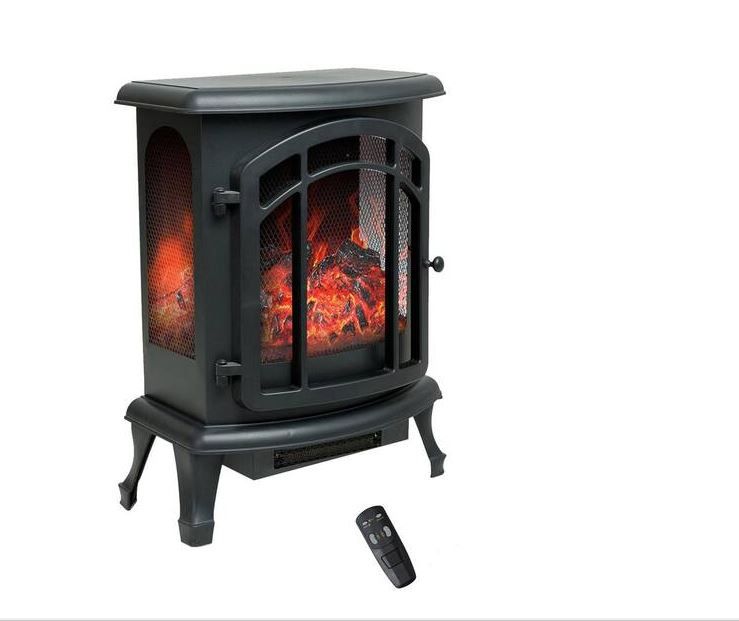 Photo 1 of 19 in. Freestanding Electric Fireplace in Black with Infrared Remote
