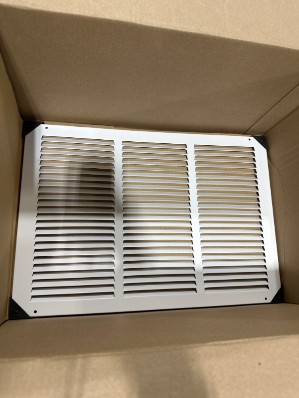 Photo 2 of 18"w X 12"h Steel Return Air Grilles - Sidewall and Ceiling - HVAC DUCT COVER - White [Outer Dimensions: 19.75"w X 13.75"h]